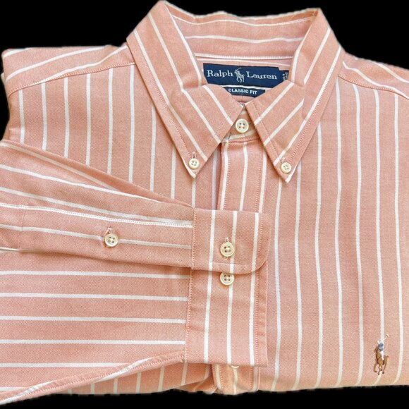 Polo Ralph Lauren Other - POLO Ralph Lauren Men's Button Down Coral/Peach Striped Oxford Shirt: 16.5-32/33